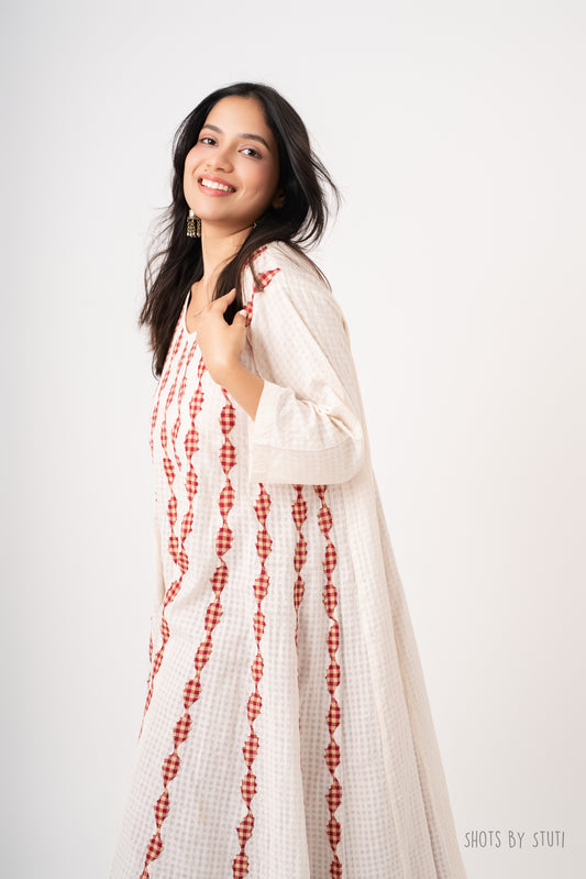 Neem Dress-Red Appliqué